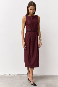 Костюмное платье с классическим силуэтом и без карманов Luitui R1094 винный - фото 1