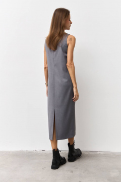 Костюмное платье из плотного текстиля без подкладки Luitui R1094 серый - фото 4