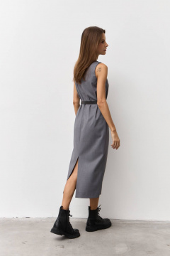 Костюмное платье из плотного текстиля без подкладки Luitui R1094 серый - фото 2