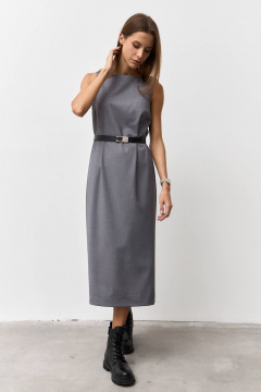 Костюмное платье из плотного текстиля без подкладки Luitui R1094 серый - фото 1