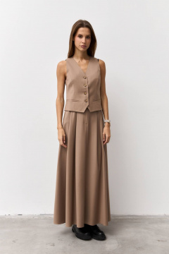 Макси юбка из гладкой ткани с глубокими складками Luitui R2061 бежевый - фото 3