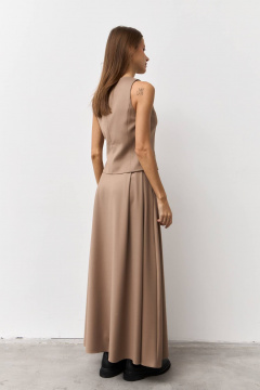 Макси юбка из гладкой ткани с глубокими складками Luitui R2061 бежевый - фото 2