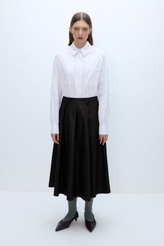 Деловой костюм из экокожи: жакет со шнуровкой и мини-юбка PiRS 5670 черный - фото 3