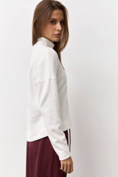 Джемпер в рубчик из трикотажа для повседневного образа Luitui R5078 молочный - фото 2