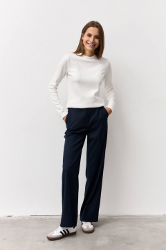 Джемпер из трикотажного полотна в рубчик Luitui R5079 молочный - фото 3