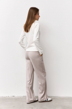 Джемпер из трикотажного полотна в рубчик Luitui R5079 молочный - фото 2