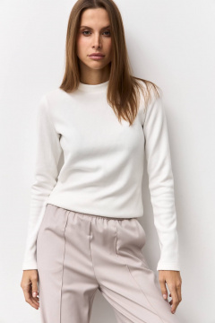 Джемпер из трикотажного полотна в рубчик Luitui R5079 молочный - фото 1