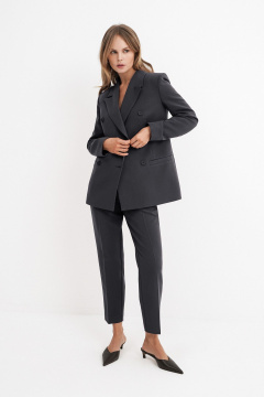 Костюм-двойка из текстиля: жакет и укороченные брюки со средней посадкой PiRS 5747 серый - фото 1