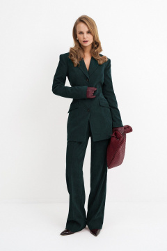 Демисезонный костюм-двойка из приталенного пиджака и брюк PiRS 5777 изумрудный - фото 4