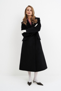 Пальто приталенное X-силуэта с прорезными карманами PiRS 5780 черный - фото 1