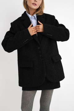 Жакет из пальтовой ткани с погонами и шлицей PiRS 5788 черный - фото 2