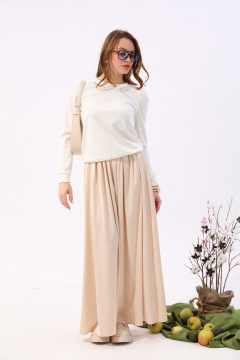 Джемпер на каждый день с округлой горловиной NikVa 381-10 молоко - фото 1