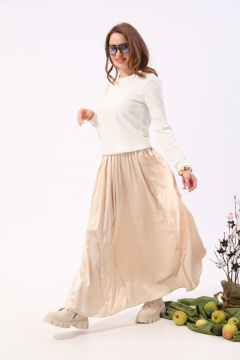 Костюм юбка и джемпер макси на демисезон NikVa 557-4 молоко+шампанское - фото 4