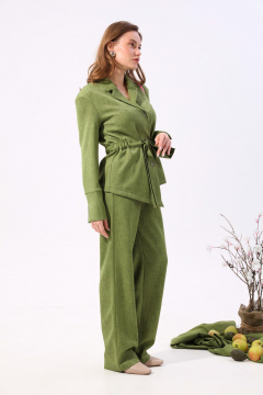 Брюки свободного кроя на резинке из текстиля NikVa 705-7 зелень - фото 5