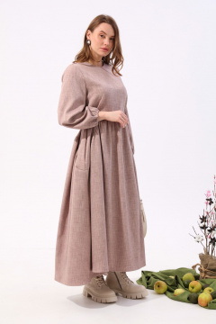 Платье макси из текстиля с кулисой NikVa 717-5 песок - фото 2