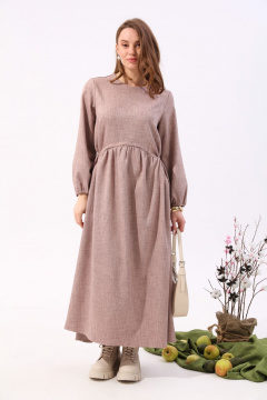 Платье макси из текстиля с кулисой NikVa 717-5 песок - фото 1