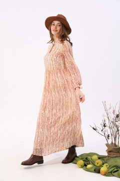 Платье макси с V-образным вырезом и разрезом NikVa 801-3 песочный - фото 2