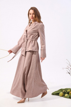 Юбка солнце макси с карманами и узким поясом NikVa 813-6 песок - фото 4