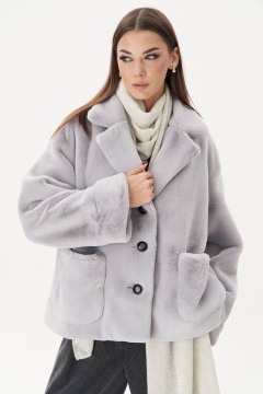 Короткая шуба из искусственного меха с свободным кроем Fantazia Mod 4981 серый - фото 1