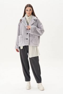 Короткая шуба из искусственного меха с свободным кроем Fantazia Mod 4981 серый - фото 2