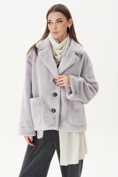 Короткая шуба из искусственного меха с свободным кроем Fantazia Mod 4981 серый - фото 3