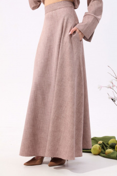 Костюм бежевый из жакета и юбки макси с карманами NikVa 917-3 песок - фото 3