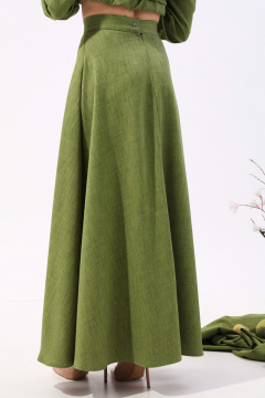 Костюм из жакета и юбки макси с асимметричным низом NikVa 917-4 зелень - фото 4