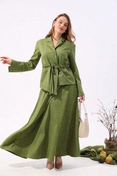 Жакет зеленый прямого силуэта с настрачной кулисой NikVa 918-3 зелень - фото 4