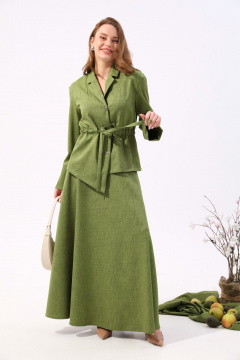 Жакет зеленый прямого силуэта с настрачной кулисой NikVa 918-3 зелень - фото 3