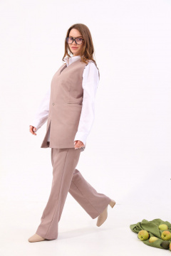 Бежевый джинсовый жилет и брюки с резинкой NikVa 936-1 песок - фото 3