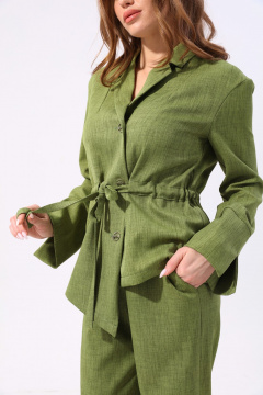 Костюм 2-ка из текстиля с асимметричным кроем NikVa 938-2 зелень - фото 5