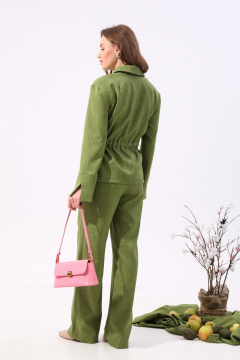 Костюм 2-ка из текстиля с асимметричным кроем NikVa 938-2 зелень - фото 3