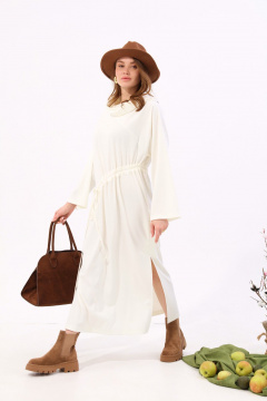 Платье миди из трикотажа с карманами и свободным силуэтом NikVa 940-1 молоко - фото 5