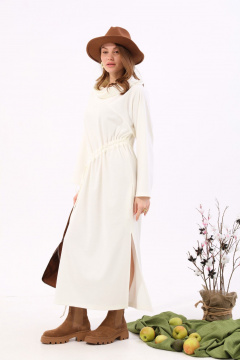 Платье миди из трикотажа с карманами и свободным силуэтом NikVa 940-1 молоко - фото 4