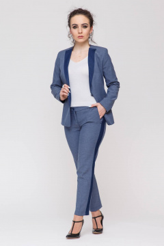 Классический брючный костюм из вискозы с лампасами и приталенным пиджаком Domna 16043(164) - фото 1