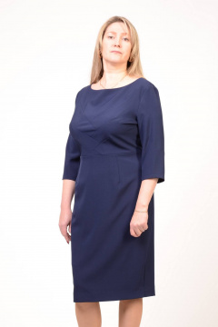 Универсальное платье из текстиля с вырезом и классической длиной Domna 441 темно-синий - фото 2