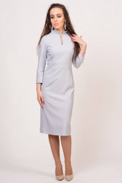 Платье вечернее футляр с глубоким вырезом и шлицей Domna 469(170) серый - фото 4