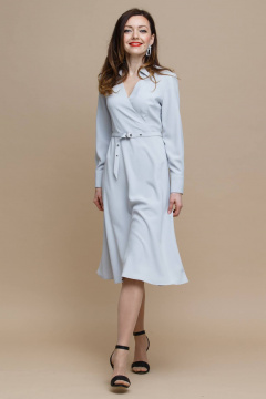 Миди платье с поясом, классическим вырезом и расклешенной юбкой Domna 472(170) серый - фото 3
