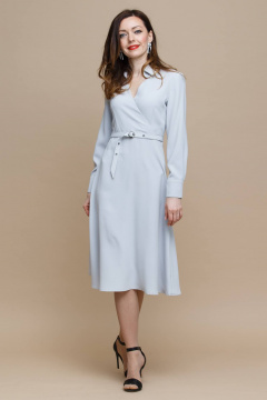 Миди платье с поясом, классическим вырезом и расклешенной юбкой Domna 472(170) серый - фото 2