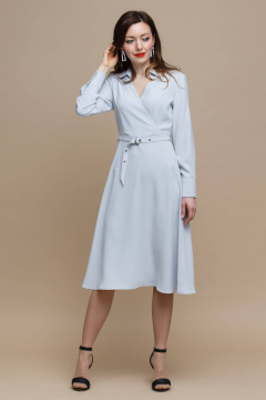 Миди платье с поясом, классическим вырезом и расклешенной юбкой Domna 472(170) серый - фото 1