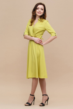 Платье миди приталенное с расклешением и вырезом Domna 474(170) лимонный - фото 4