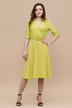 Платье миди приталенное с расклешением и вырезом Domna 474(170) лимонный - фото 1