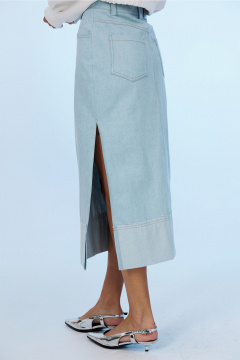 Джинсовая юбка-миди классического фасона с карманами Butеr 3018 голубой - фото 3