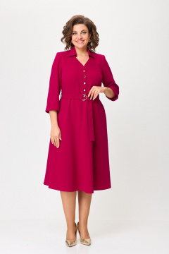 Классическое приталенное платье миди из текстиля БАГРЯНИЦА 5082 - фото 3