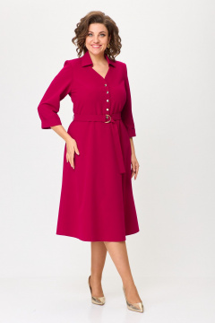 Классическое приталенное платье миди из текстиля БАГРЯНИЦА 5082 - фото 2