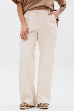 Бежевые прямые брюки из хлопкового вельвета GO F2106/02-01 170-176 - фото 1