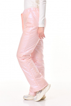 Брюки утепленные из плащёвой ткани прямые на резинке T&N 7599 розовый_перламутр - фото 2
