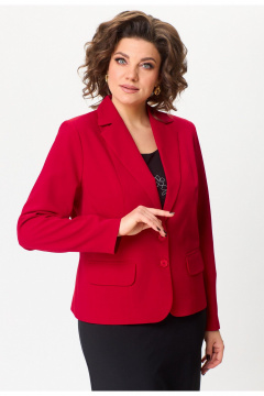 Короткий жакет из текстиля с рельефами и карманами БелЭльСтиль 203-2_83_22 красный - фото 2