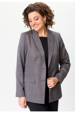 Длинный жакет из текстиля с рельефами и карманами БелЭльСтиль 412-3_03_22 серо-коричневый - фото 3