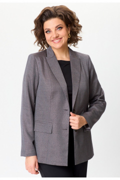 Длинный жакет из текстиля с рельефами и карманами БелЭльСтиль 412-3_03_22 серо-коричневый - фото 2